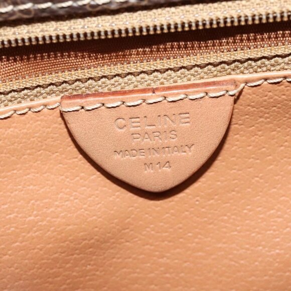 CELINE Macadam Canvas Circle Shoulder Bag PVC Leather Brown Gold - Picture 10 of 16